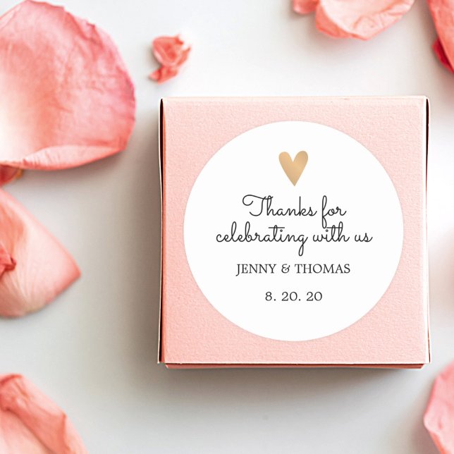 Elegant Clean Wedding Thank You Classic Round Sticker (Creator Uploaded)