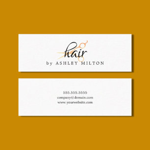 Elegant Clean White Faux Gold Scissors Hairstylist Mini Business Card