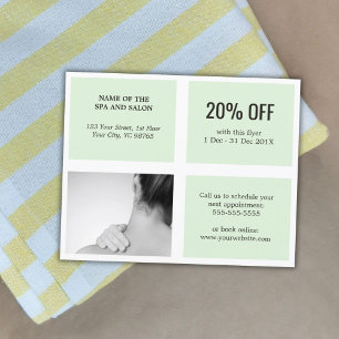 Elegant Clean White Green Photo Massage Therapist Flyer