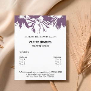 Elegant Clean White Purple Floral Beauty Salon Flyer