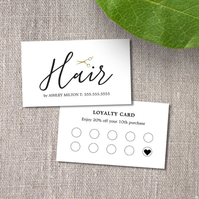 Elegant Clean White Scissors Hair Stylist Business Card (Creator Uploaded)