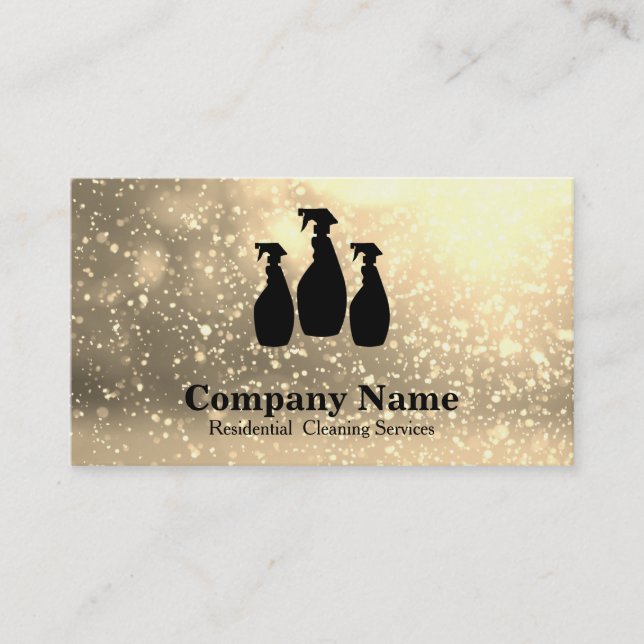 Elegant Cleaning Service Glitter Bokeh Business Ca Business Card (Front)