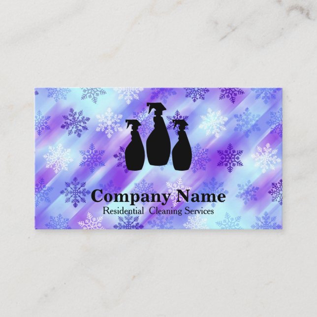Elegant Cleaning Service Glitter Watercolor Business Card (Front)