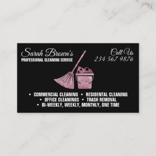 Elegant Cleaning Service Maid Janitorial Business Card