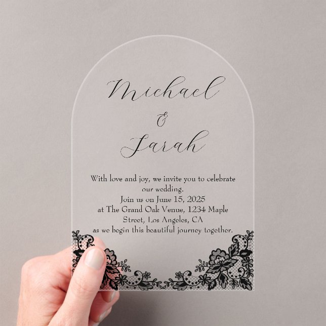Elegant Clear Acrylic Lace Wedding Invitation (Insitu (Handheld))