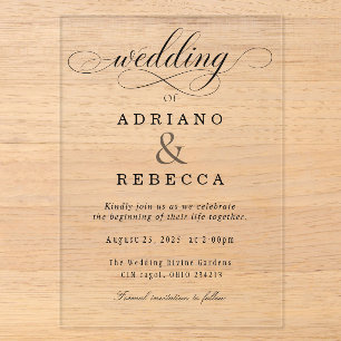 Elegant Clear Acrylic Wedding Invitation