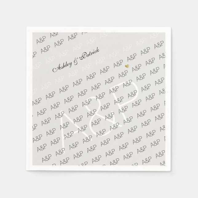 elegant, clear and simple monogram light-grey napkin (Front)