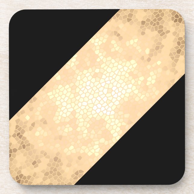 elegant clear faux gold and black stripes coaster (Front)