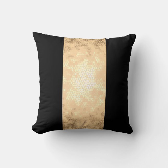elegant clear faux gold and black stripes cushion (Front)