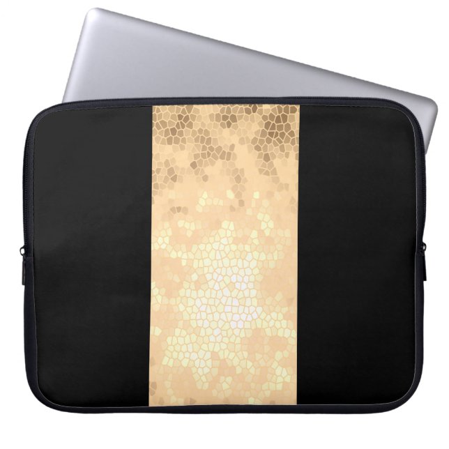elegant clear faux gold and black stripes laptop sleeve (Front)