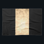 elegant clear faux gold and black stripes tea towel<br><div class="desc">Minimalist,  modern and stylish design representing faux gold stripe on a black background.</div>