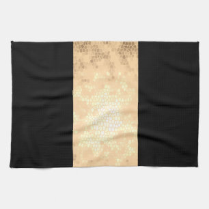 elegant clear faux gold and black stripes tea towel