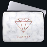 elegant clear faux rose gold diamond white marble laptop sleeve<br><div class="desc">Modern and trendy design featuring faux rose gold diamond and white marble.</div>
