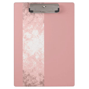 elegant clear faux rose gold pink stripes clipboard
