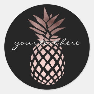 elegant clear faux rose gold tropical pineapple classic round sticker