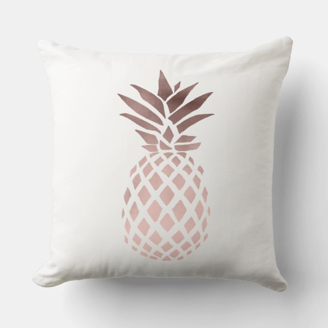 elegant clear faux rose gold tropical pineapple cushion (Front)
