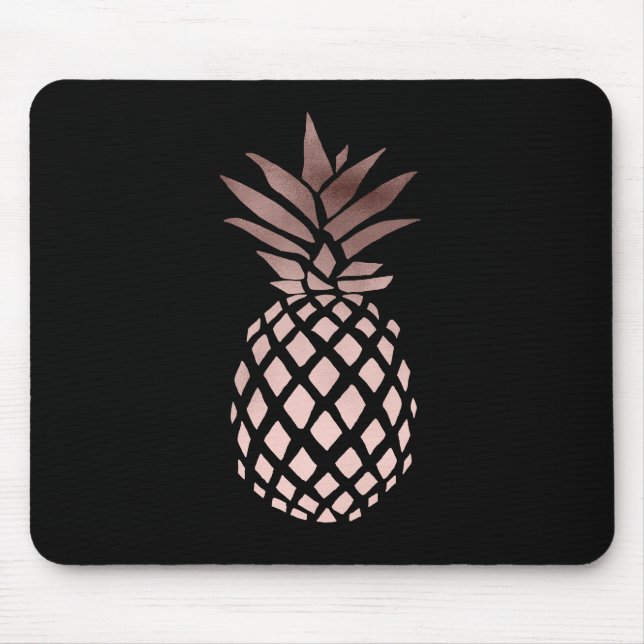 elegant clear faux rose gold tropical pineapple mouse pad (Front)