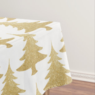 elegant clear gold glitter Christmas tree pattern Tablecloth