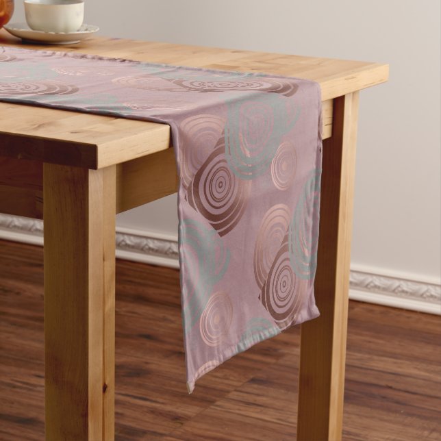 elegant clear rose gold grey geometric circles short table runner (In Situ)
