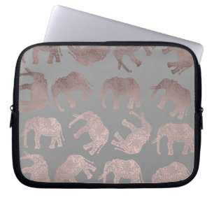 elegant clear rose gold tribal elephant pattern laptop sleeve