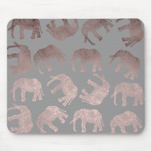 elegant clear rose gold tribal elephant pattern mouse pad