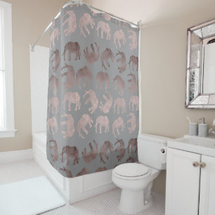 elegant clear rose gold tribal elephant pattern shower curtain