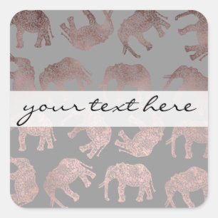 elegant clear rose gold tribal elephant pattern square sticker