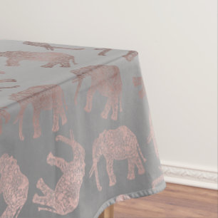 elegant clear rose gold tribal elephant pattern tablecloth