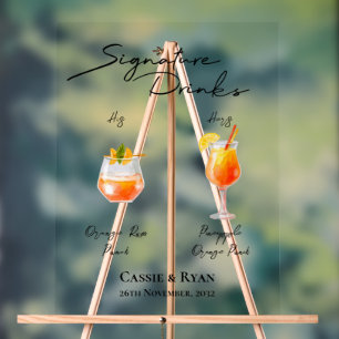 Elegant Clear Signature Drinks Wedding Bar Acrylic Sign