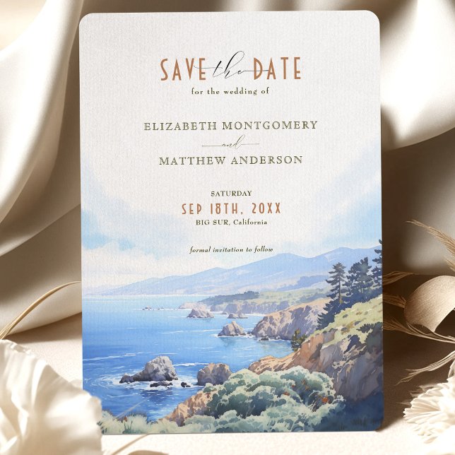 Elegant Cliffside Save the Date Card - Big Sur, CA (Creator Uploaded)