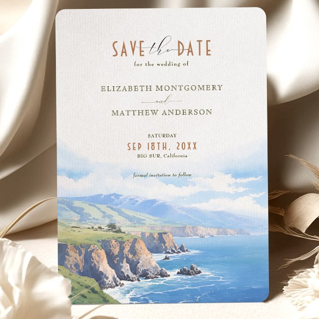 Elegant Cliffside Save the Date Card - Big Sur, CA (Creator Uploaded)