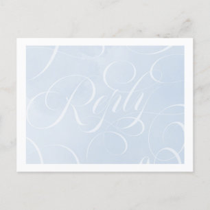Elegant Cloud Blue Sky Script Watercolor Reply Invitation Postcard