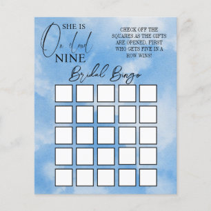 Elegant Cloud Nine Blue Bridal Shower Bingo Game