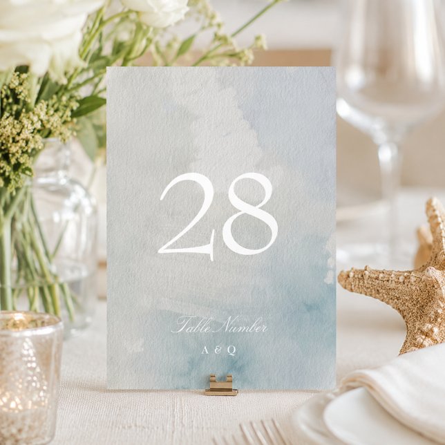 Elegant Coastal 5 x 7 Wedding Table Number (Creator Uploaded)