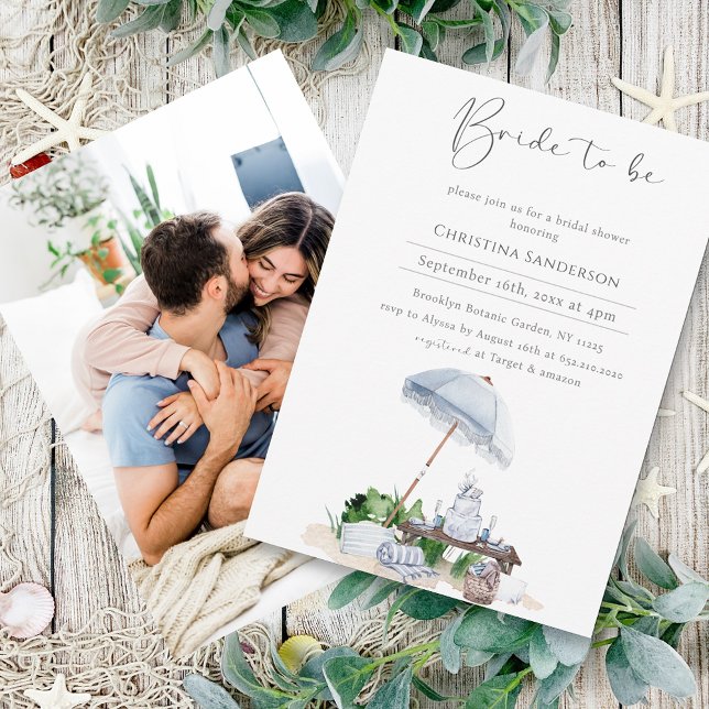 Elegant Coastal Beach Bridal Shower Photo Invitation (Creator Uploaded)