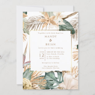 Elegant Coastal Beach Destination Wedding Invitation