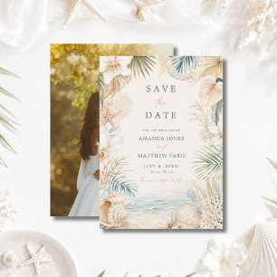 Elegant Coastal Beach Photo Wedding  Save The Date