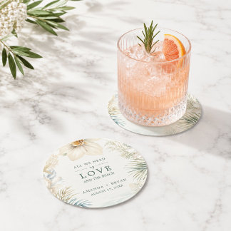 Elegant Coastal Beach Wedding Coasters