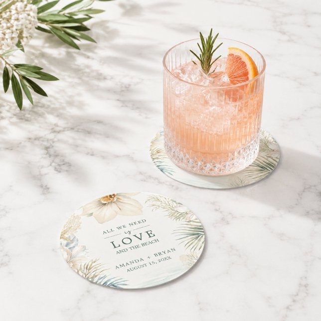 Elegant Coastal Beach Wedding Coasters (Creator Uploaded)