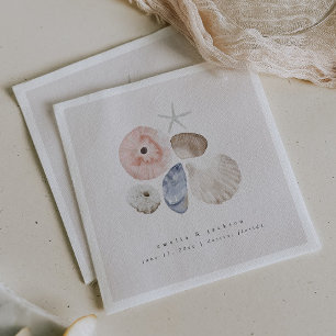Elegant Coastal Beach Wedding Cocktail Napkins