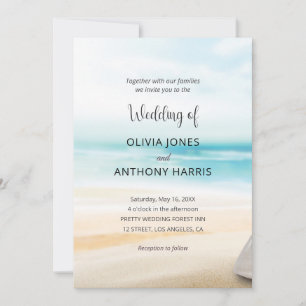 Elegant Coastal Beach Wedding Invitation