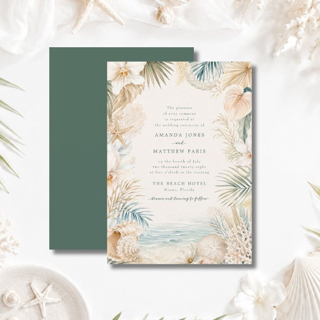 Elegant Coastal Beach Wedding Invite (Elegant Coastal Beach Wedding Invite)