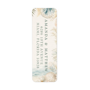 Elegant Coastal Beach Wedding Return Address Label