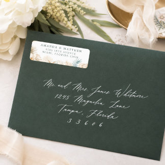 Elegant Coastal Beach Wedding Return Address Label