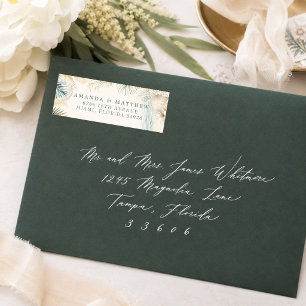 Elegant Coastal Beach Wedding Return Address Label