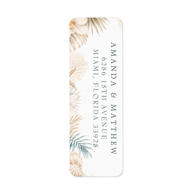 Elegant Coastal Beach Wedding Return Address Label (Front)