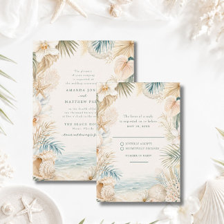 Elegant Coastal Beach Wedding RSVP Card