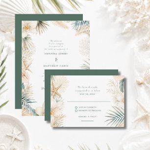 Elegant Coastal Beach Wedding RSVP Card