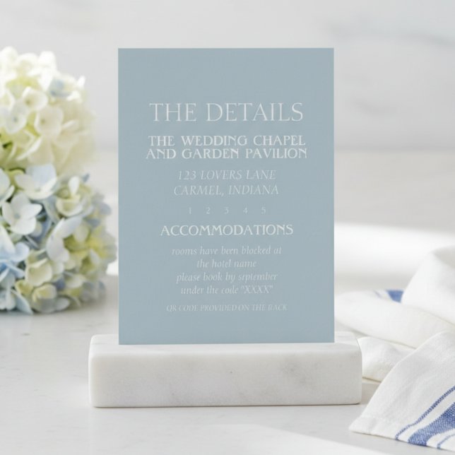 Elegant Coastal Blue Modern Wedding Enclosure Card (Elegant Coastal Blue Modern Wedding Enclosure Card)