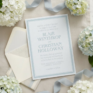 Elegant Coastal Blue Modern Wedding Invitation